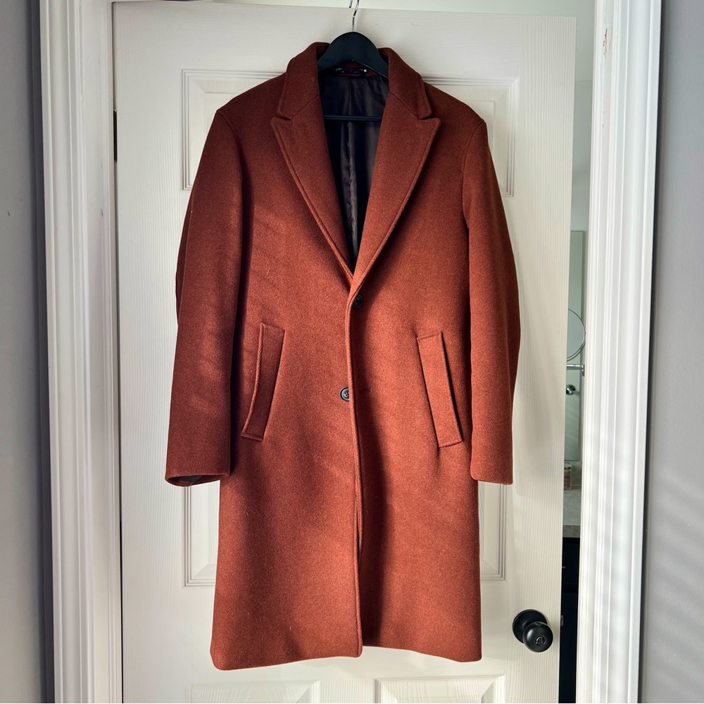 Zara Men’s Camel Overcoat Size Small